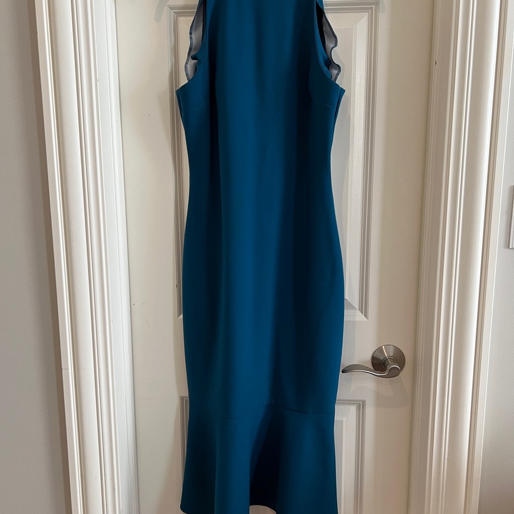 Likely Blue Halter Sheath Midi Dress